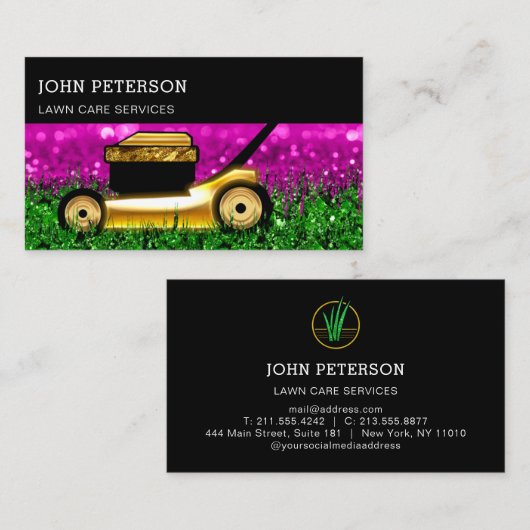 Grass Cutting Services Pink Visitekaartje (Voorkant / Achterkant)