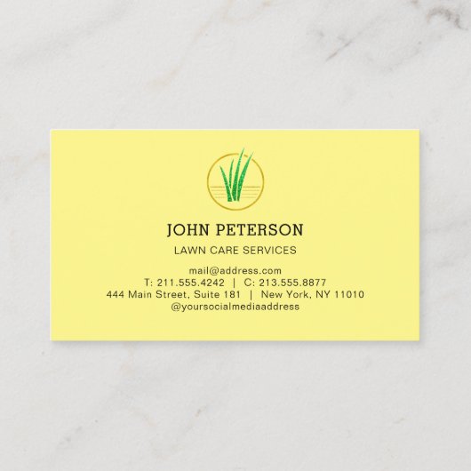Grass Cutting Services Yellow Visitekaartje (Achterkant)