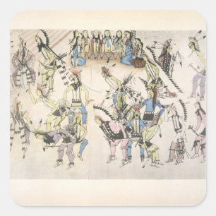 Grass dance (inkt op papier) vierkante sticker