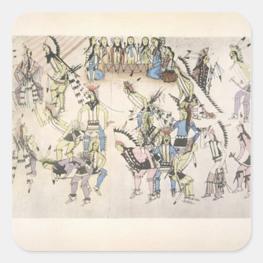 Grass dance (inkt op papier) vierkante sticker (Voorkant)