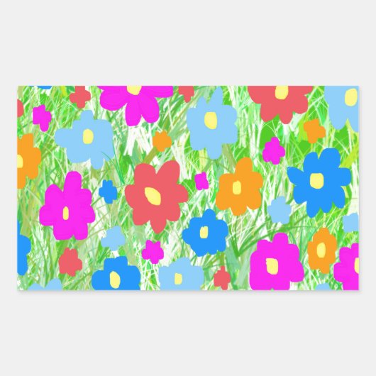 Grass FlowerPower Rechthoekige Sticker (Voorkant)