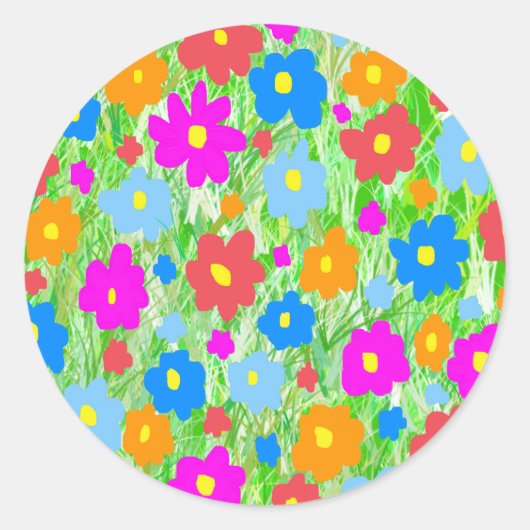 Grass FlowerPower Ronde Sticker (Voorkant)
