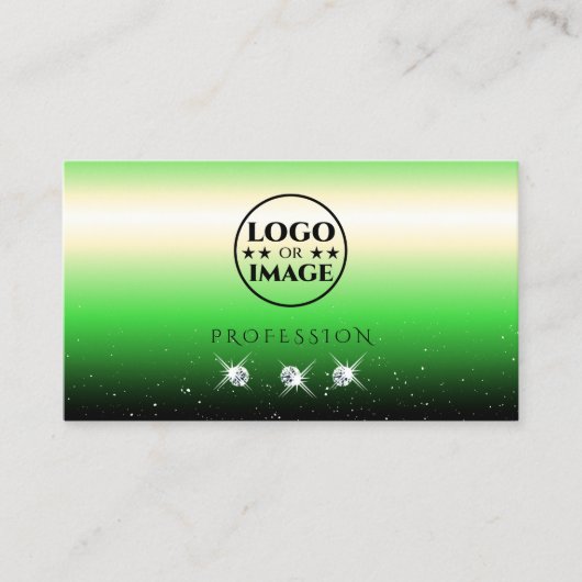 Grass Green Black Gradient Sparkle Jewels Voeg Log Visitekaartje (Voorkant)