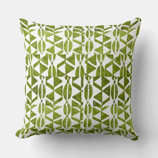 Grass Green Block Print Accent Pillow Kussen (Voorkant)