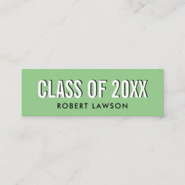 Grass Green Chic Class Afstuderen Name Card Mini Visitekaartje