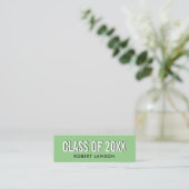 Grass Green Chic Class Afstuderen Name Card Mini Visitekaartje (Staand voorkant)