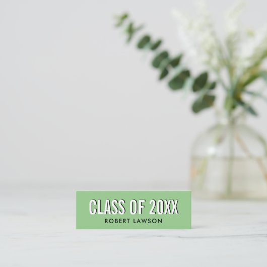 Grass Green Chic Class Afstuderen Name Card Mini Visitekaartje (Staand voorkant)
