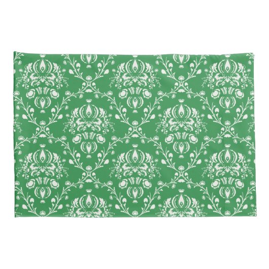 Grass Green en White Damask Kussensloop (Achterkant-Rechts)