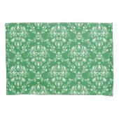 Grass Green en White Damask Kussensloop (Voorkant-Links)