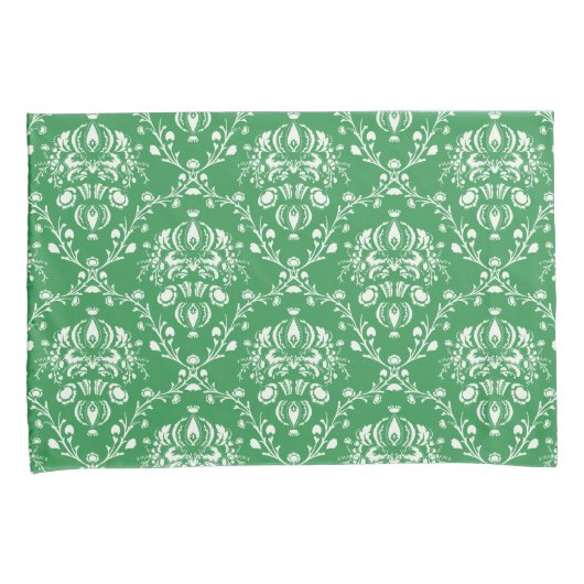 Grass Green en White Damask Kussensloop (Voorkant-Rechts)