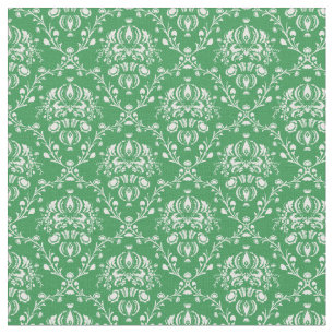 Grass Green en White Damask Stof