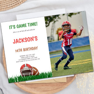 Grass Green Football Birthday Invitation foto Kaart