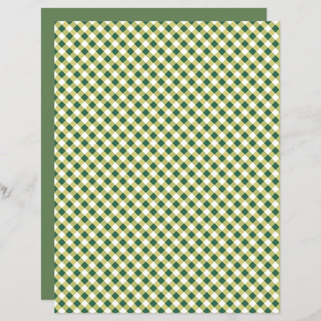 Grass Green Gingham Scrapbook Paper (Voorkant / Achterkant)