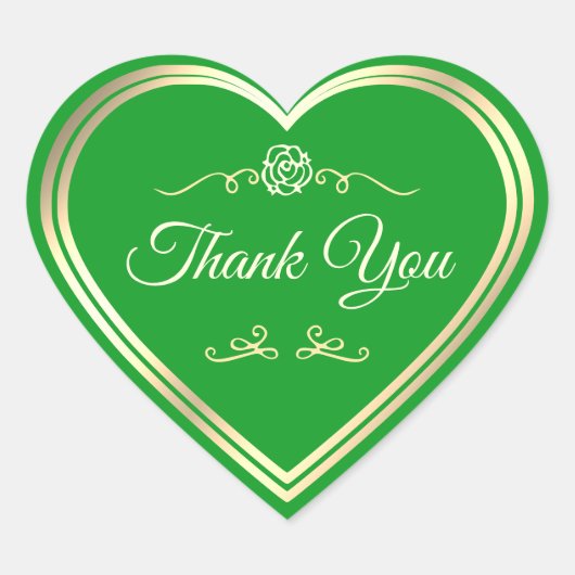 Grass Green Gold Lijst Roos Schattige Dank u Hart Sticker (Voorkant)