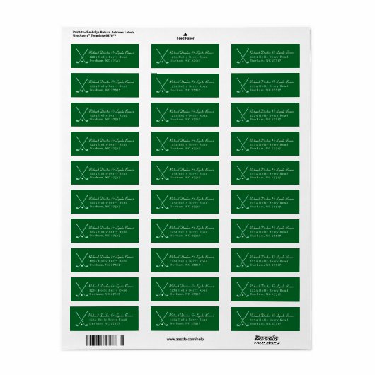 Grass Green Golf Theme Retour Adres Label (Full Sheet)