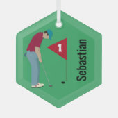 Grass Green Golfer Putting Glas Ornament (Voorkant)