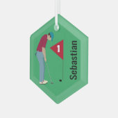 Grass Green Golfer Putting Glas Ornament (Voorkant links)