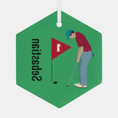 Grass Green Golfer Putting Glas Ornament (Achterkant)