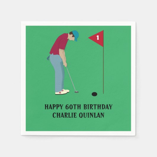 Grass Green Golfer Thema Servet (Voorkant)