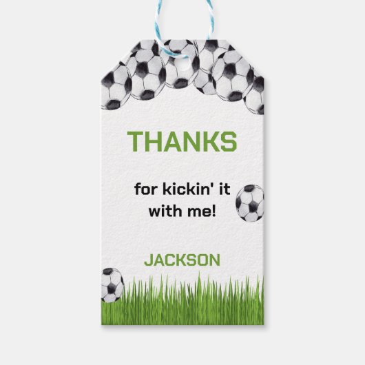 Grass Green Soccer Birthday Gift Labels Cadeaulabel (Voorkant)