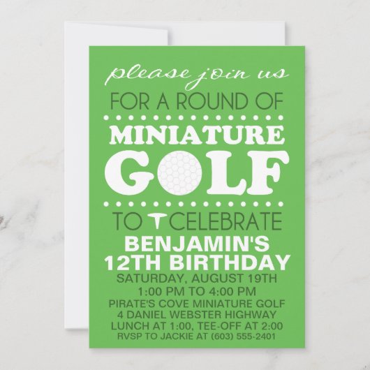 Grass Green T-shirt Time Miniature Golf Birthday P Kaart (Voorkant)