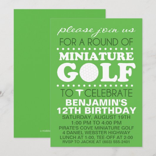 Grass Green T-shirt Time Miniature Golf Birthday P Kaart (Voorkant / Achterkant)