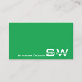 Grass Groen en Wit Modern met Monogram Eenvoudig Visitekaartje (Voorkant)