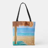 Grass Hut & Loungers on Beach Tote Bag (Achterkant)