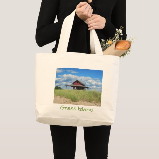 Grass Island Beach Grote Tote Bag (Voorkant (product))