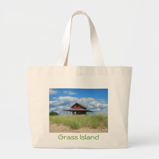 Grass Island Beach Grote Tote Bag (Voorkant)