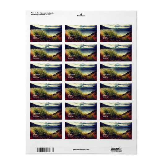 Grass Lake Dark Blue Clouds Address Label (Full Sheet)