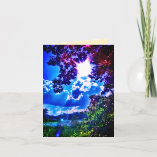 GRASS LAKE SUN VERT GREETING CARD KAART (Voorkant)