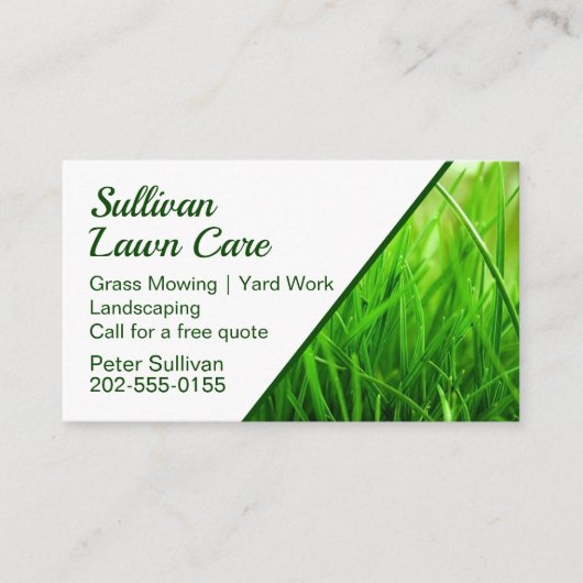 Grass Lawn Care Mowing Business Visitekaartje (Voorkant)