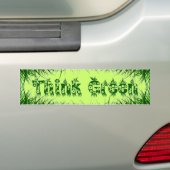 Grass Leaves & Flowers "Think Green" Bumpersticker (Op auto)