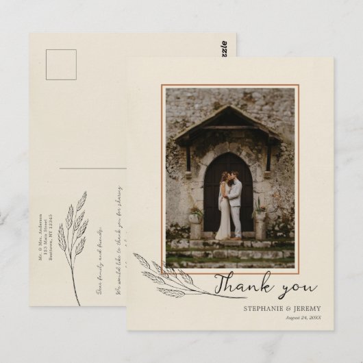 Grass Line Art Foto Hartelijk dank Postkaart (Voorkant / Achterkant)