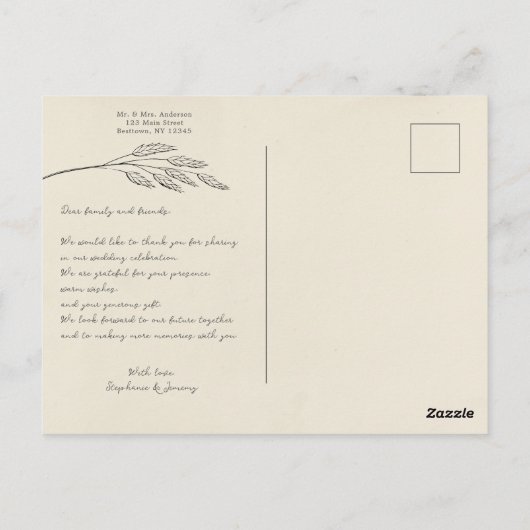 Grass Line Art Foto Hartelijk dank Postkaart (Achterkant)