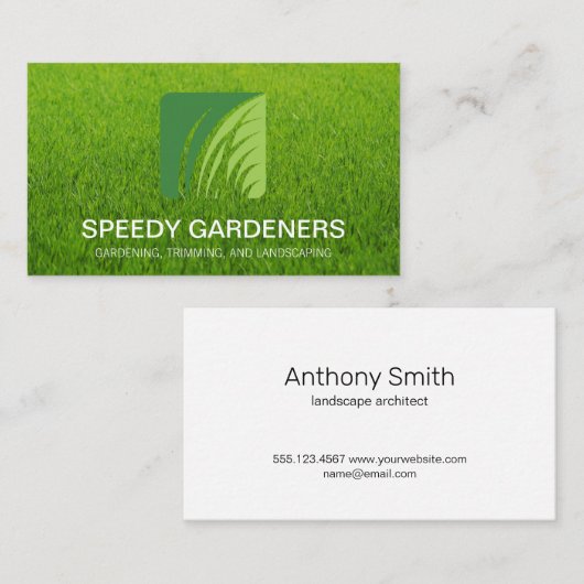 Grass Logo | pictogram voor tuinbouwstructuur Visitekaartje (Voorkant / Achterkant)