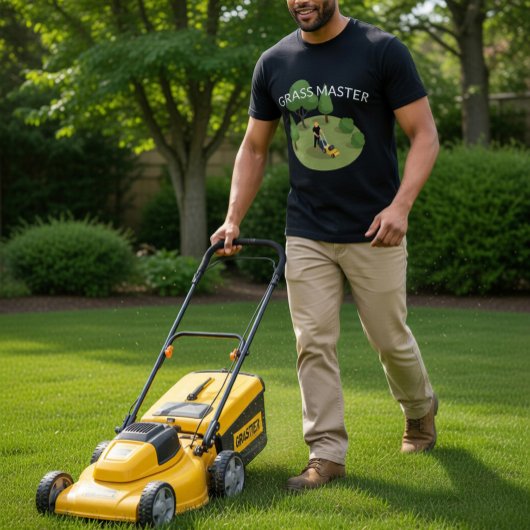 Grass Master Grappig Grasmachine T-Shirt Heren