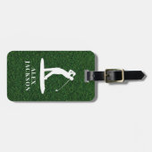 Grass Monogram Golfer Voeg je Logo toe Bagagelabel (Voorkant horizontaal)