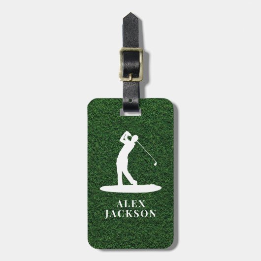 Grass Monogram Golfer Voeg je Logo toe Bagagelabel (Voorkant verticaal)