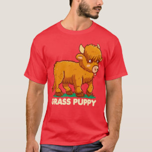 Grass Puppy Scottish Highland Koe T-shirt