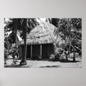 Grass Shack op Beach - Hawaii Island Poster (Voorkant)
