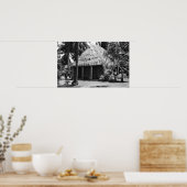 Grass Shack op Beach - Hawaii Island Poster (Keuken)