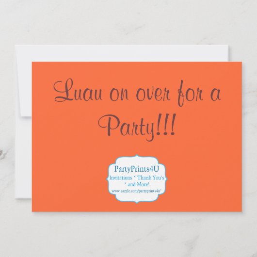 Grass Skirt and Coconut Drink, Luau Birthday Party Kaart (Achterkant)