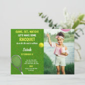 Grass Tennis Birthday Uitnodigingen met foto (Staand voorkant)