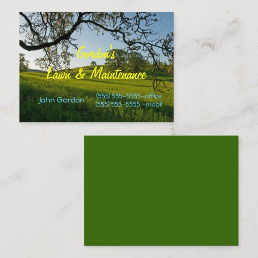 Grass Tree's Lawn Service of begraafplaats Visitekaartje (Voorkant / Achterkant)