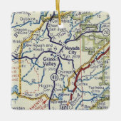 Grass Valley CA Retro Map Keramisch Ornament (Voorkant)