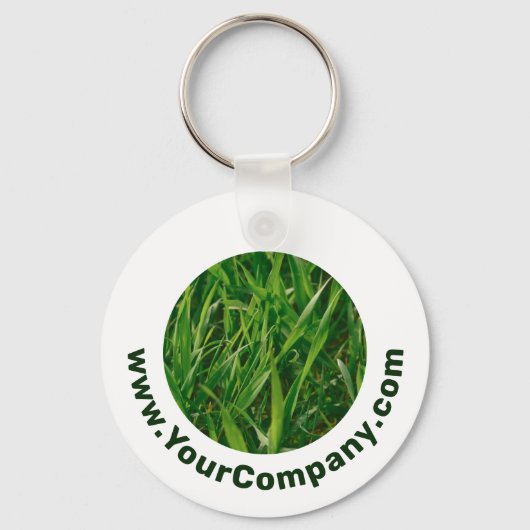 Grass Website Logo Bedrijfsnaam Groen Wit Promo Sleutelhanger (Voorkant)