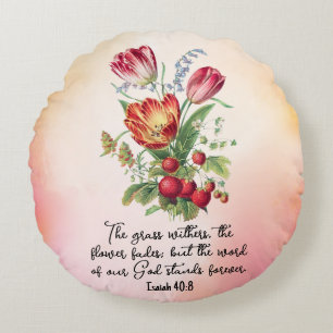 Grass Withers Bloem Vervaagt Woord van God Bijbel  Rond Kussen