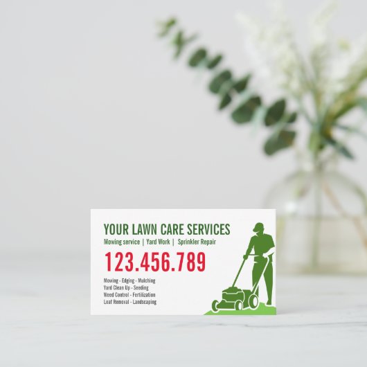 Grass Yard Lawn Mowing Care Gardening Landscaping Visitekaartje (Staand voorkant)